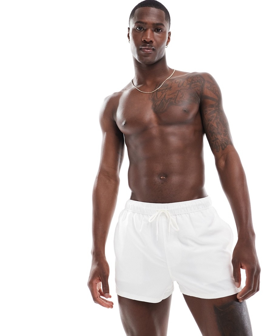 ASOS DESIGN swim shorts in short length in white