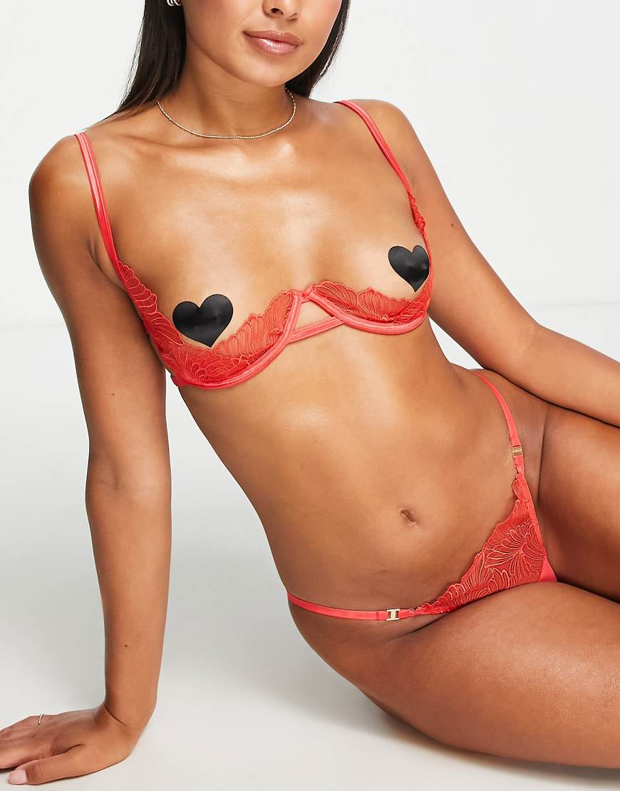 Bluebella Pride Carmen lace 1/4 cup bra in red