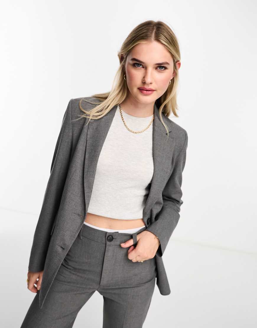 Topshop Tall tailored relaxed Slouch Blazer in Black