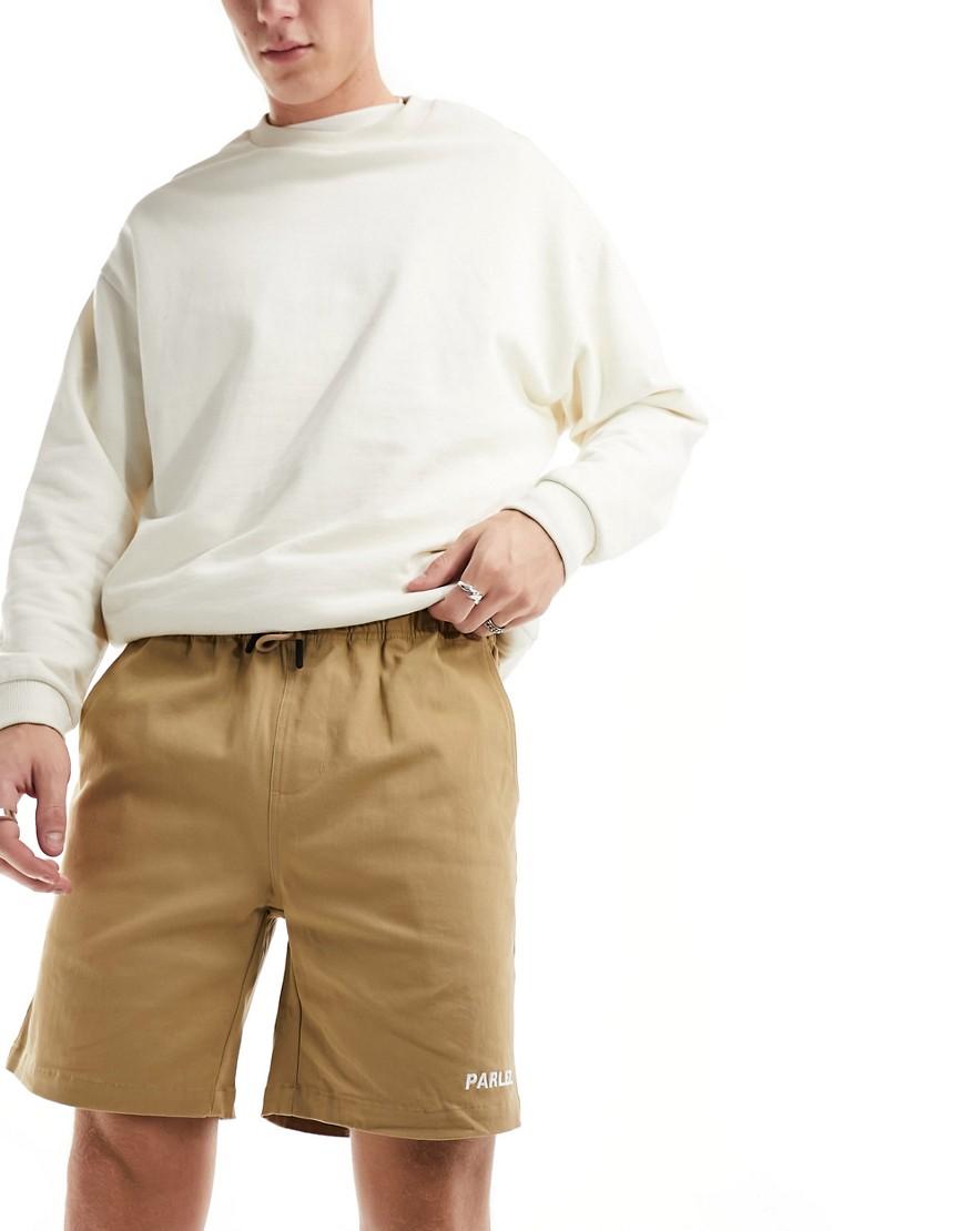 ASOS DESIGN slim chino shorts in shorter length with elastic waist in black
